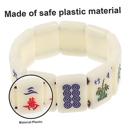 Happyyami Pulsera Mahjong Brazalete De Mahjong Pulsera Trenzada Mahjong Cadena De Mano De Mahjong Muñequera con Envoltura De Mahjong Regalo Dia De La Madre Dominó Chino Amantes El Plastico