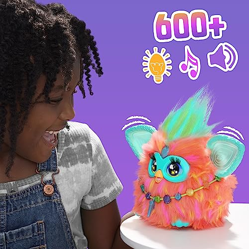 Hasbro Furby Coral - Juguete Interactivo con Control de Voz para niñas y niños a Partir de 6 años, 15 Accesorios de Moda, Juguete electrónico animatrónico para niños - Versión en italiano