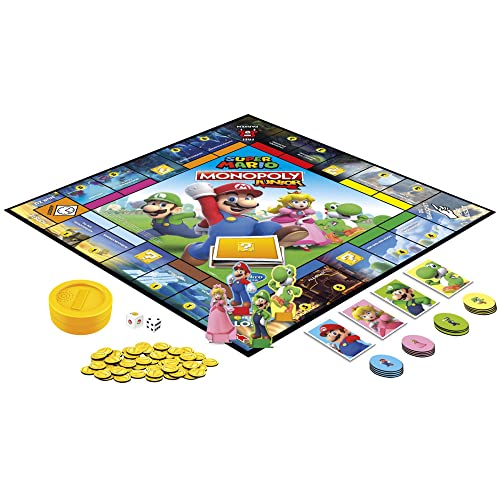 Hasbro Juego de mesa Monopoly Junior Super Mario Edition para mayores de 5 años Juega en The Mushroom Kingdom como Mario, Peach, Yoshi o Luigi, Multi (versión para Alemania)