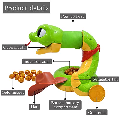 HENGBIRD Serpiente de cascabel eléctrica juguete complicado, espeluznante interactivo de horror juguete divertido juego de reacción para diversión y emoción a partir de 4 años (2-4 jugadores)
