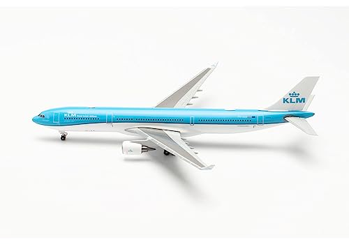 herpa Miniatura del avión KLM Airbus A330-300 – PH-AKB Piazza Navona - Roma, Escala 1/500, Modelo prefabricado, maqueta de colleción, modelismo, Avion sin Soporte, Figura Metal