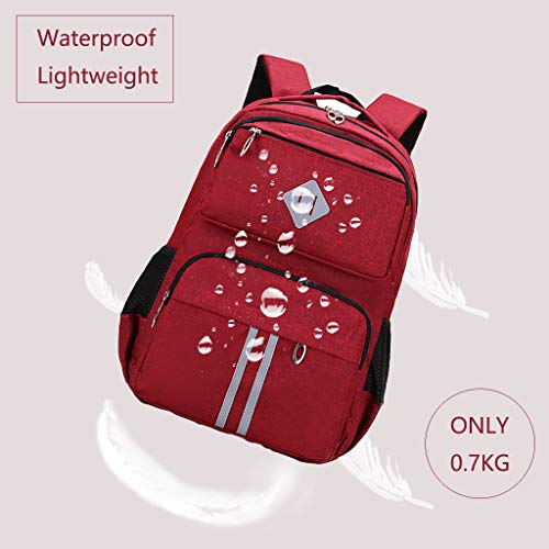 HOPYOCK® - Bolso escolar para niño, mochila escolar para niños, mochila informal para adolescentes, rojo 01, extra-large, Mochila