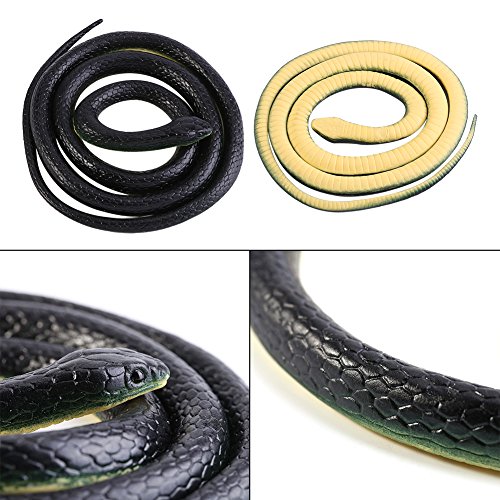 Hztyyier Accesorios de jardín de Juguete de Serpiente de Mamba Negra de Goma Suave Realista de 52 Pulgadas de Largo para Broma Divertida Broma Regalo de Juguete y Broma práctica