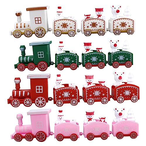 ibasenice 4 Piezas Adorno De Tren Pequeño Adorno Navideño De Tren De Madera Decoración De Tren De Madera De Navidad Tren Expreso Polar Niño El Plastico Mini