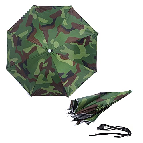 Jopwkuin Sombrero de Paraguas para Adultos, Diadema elástica con Sombrero de Paraguas fácil de Usar para días lluviosos(Camouflage)