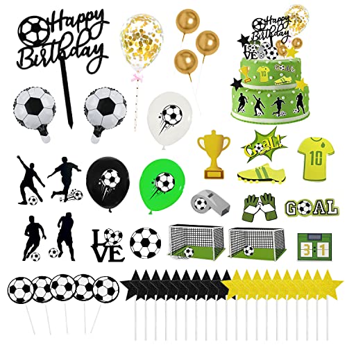 Juego de 51 piezas de decoración para tartas de fútbol, decoración de la Copa del Mundo, decoración de fiesta de cumpleaños, ideal para la escena temática del Mundo