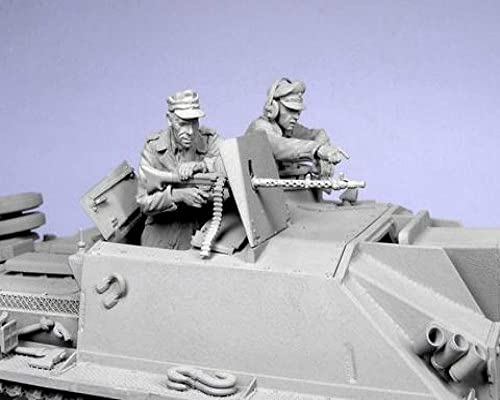 Kit de Modelo de Soldado de Resina de la tripulación del Tanque alemán de la Segunda Guerra Mundial 1/35 (2 Personas, sin Tanque)/Kit en Miniatura sin Montar y sin pintar/YH-6968 Goodmoel