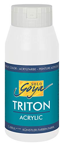 Kreul 17033 - Solo Goya Triton Pintura acrílica blanca (Mischweiß) Frasco de 750 ml Secado rápido con aspecto mate Calidad de estudio Pintura al agua, versátil, opaca y económica