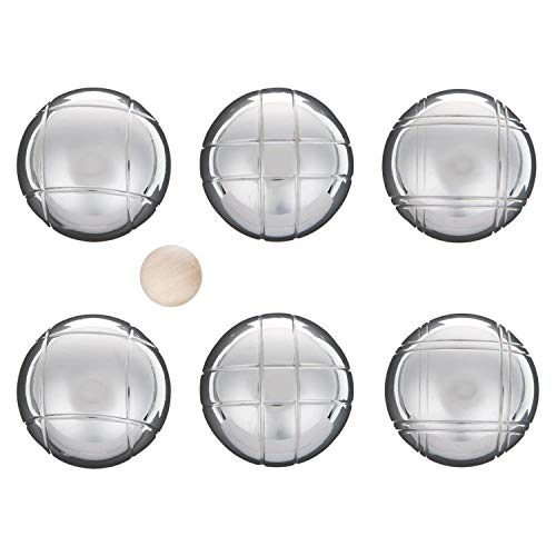 LAGUIOLE - Set de 6 Bolas de Petanca metálicas - Bolsa de Transporte con Cremallera - Boliche de Madera - Colector de Bolas magnético - Diviértase Jugando a la Petanca! - Metal, Lona - Plata, marrón