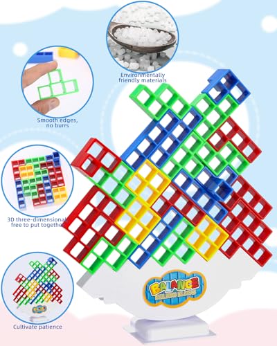 LEAZZLE 48PCS Balance-Spiel,Stapelspiel Spielzeug,Stacking Blocks Balanceing Game,Descompresión Balance Bloques Construcción,Juguetes educativos,Regalo Navidad Cumpleaños 3 + Años (48 PCS)