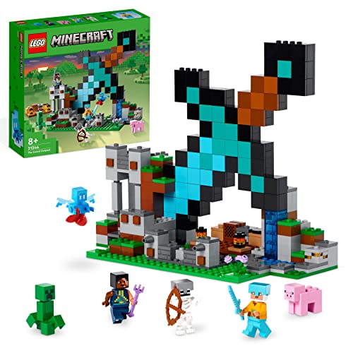 LEGO 21244 Minecraft La Fortificación-Espada, Juguete de Construcción, Mini Figuras Creeper, Soldado, Guerrero y Esqueleto & 21243 Minecraft Los Picos de Hielo, Set de Construcción, Bioma y Cueva