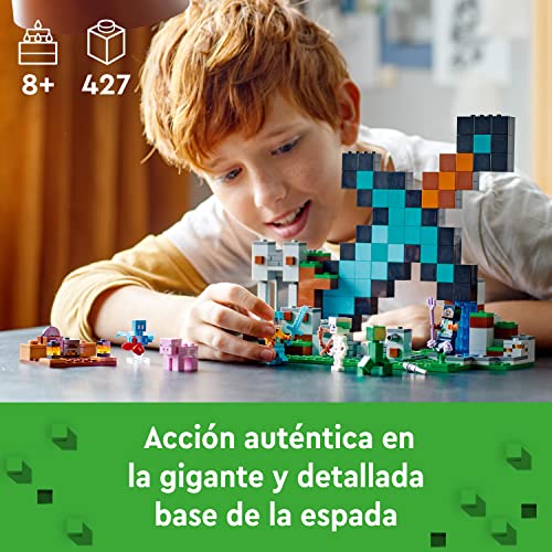 LEGO 21244 Minecraft La Fortificación-Espada, Juguete de Construcción, Mini Figuras Creeper, Soldado, Guerrero y Esqueleto & 21243 Minecraft Los Picos de Hielo, Set de Construcción, Bioma y Cueva