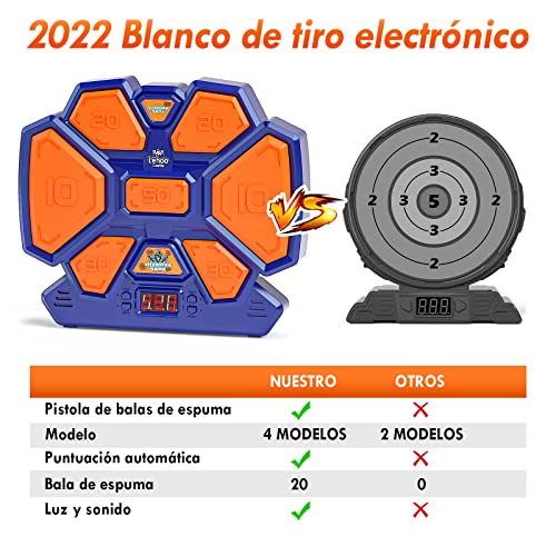 Lehoo Castle Digital Diana para Nerf, Objetivo de Tiro Electrónico con 1 Pistola de Dardos, 20 Balas Espuma, Juguetes Niños 5 6 7 8 9 años, Niños