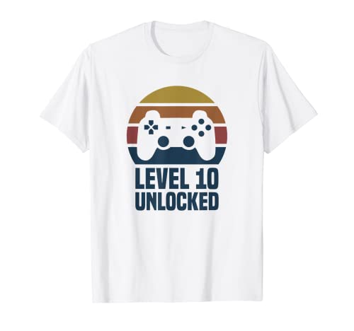 Level 10 Unlocked 10º Cumpleaños 10 Años Videojuego Camiseta
