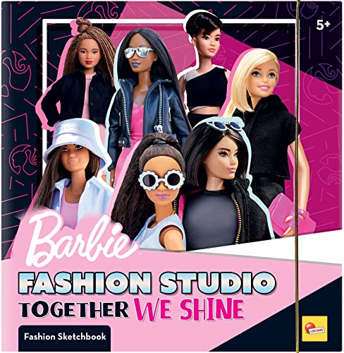 Lisciani - Barbie - Cuaderno de Bosquejos Juntos Brillones - Estudio de Moda - Modelos Para Vestir - Juego Creativo - Rotuladores de Color - Para Chicas Mayores de 4 Años