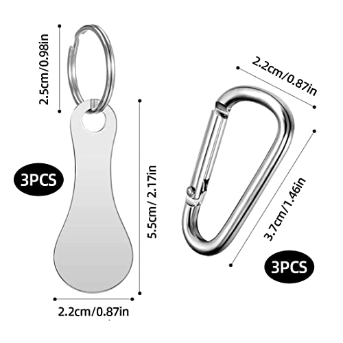 Llavero para Carro de la Compra, 3 Piezas Llave de Carro de Compras Acero Inoxidable, Moneda para Carro de la Compra Llavero Llave y Moneda Extraíbles