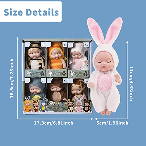 LUFEIS 6 Piezas 3,5 Pulgadas Juego de Muñecas, Muñecas Mini Reborn, Mini Figuras de Personas Juego de muñecas, para Accesorios de casa de Muñecas, Niñas Niños