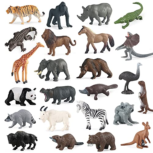 LUFEIS Animales de Juguete, 24pcs Juguetes Animales, Juguetes Animales De Mini Selva, Figuras de Animales de Plástico, Animales Miniatura, Juguetes educativos Regalo para decoración