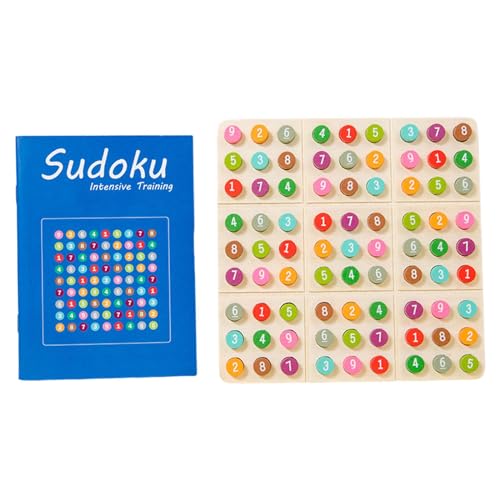 MagiDeal Rompecabezas de Madera de Sudoku, Juguete de Sudoku de matemáticas, Juego de Pensamiento numérico, Juego de Sudoku, clasificación de Colores de