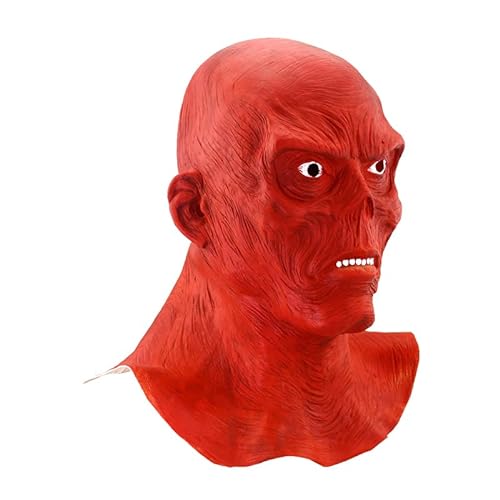 Máscara de monstruo de cara roja monstruo sombrero de látex mutante fiesta terrorista cosplay fiesta accesorio escenario actuación disfraces juego de rol Halloween vestir