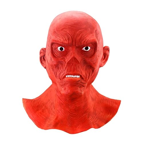Máscara de monstruo de cara roja monstruo sombrero de látex mutante fiesta terrorista cosplay fiesta accesorio escenario actuación disfraces juego de rol Halloween vestir