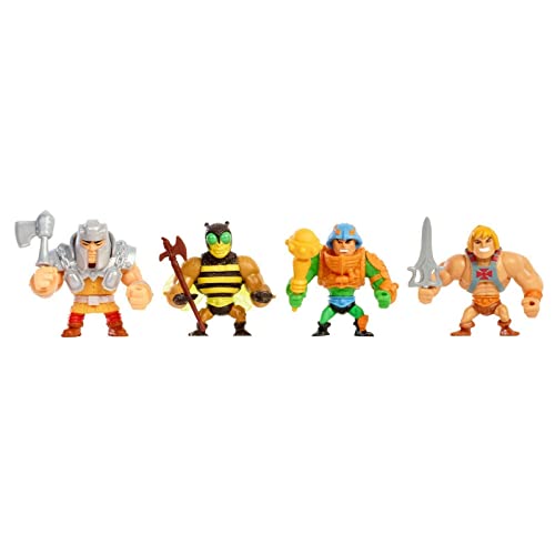 Masters of the Universe Eternia Minis He-Man, Buzz-Off, Man-at-Arms & Ram-Man Mini figura de 2 pulgadas, paquete de 4
