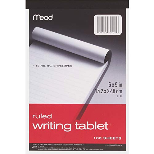 Mead 70102 - Bloc de notas para tableta de 6 x 9 pulgadas, 100 hojas, color blanco