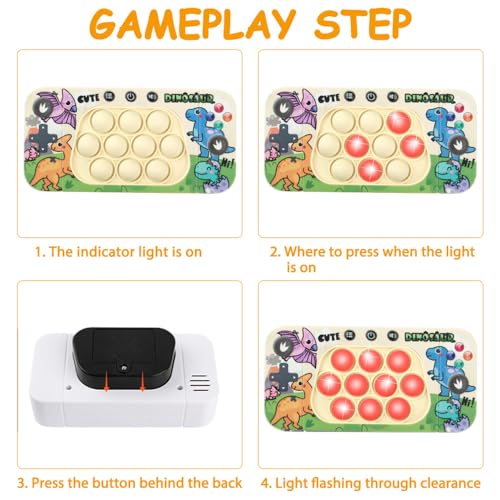Mineup Consola de Juegos Quick Push Bubbles, Fidget Toys Bubble Puzzle Games Quick Push Game con 50 Niveles para 3 4 5 6 7 8 9 10 11 12 Años Niños & Niñas & Adolescentes (Dino)