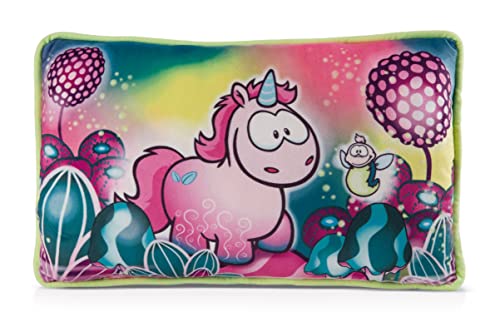 NICI-Cojín Unicornio Midnight Floral y luciérnaga Glim Jim 43x25cm Rosa-Almohada sostenible y mullida, niñas, bebés y Amantes de los Peluches, para casa, la guardería o de Viaje, (49109)