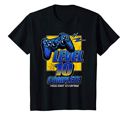Niños Regalo de un videojuego completo de nivel 10 de cumpleaños Camiseta
