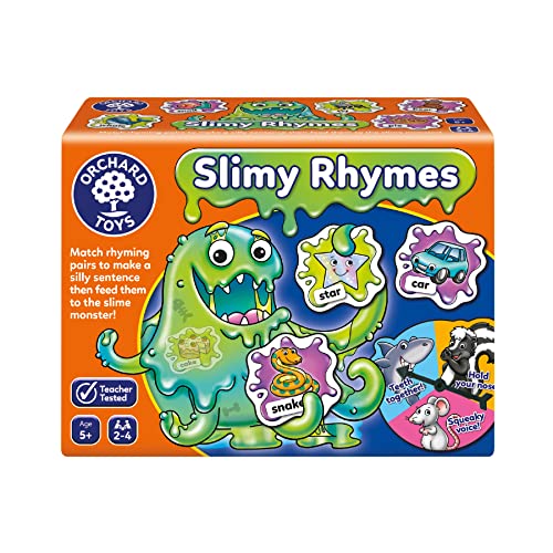 Orchard Toys Slimy Rhymes - Juego Educativo de rima, Ayuda a enseñar Palabras de rima, Juego de alfabetización, Juego Educativo, a Partir de 5 años