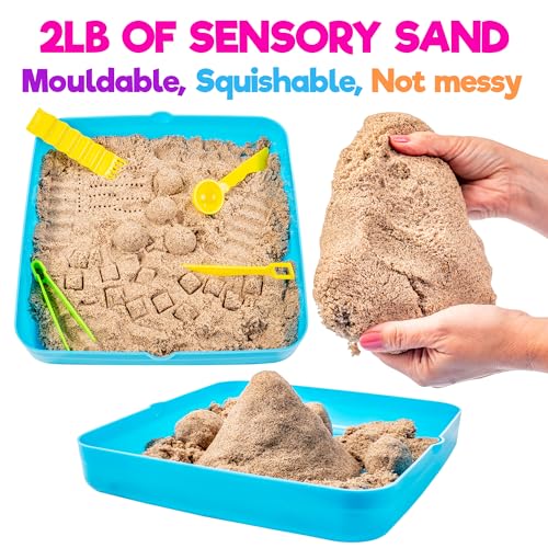 Original Stationery Kit de Arena Mágica Descubriendo la Playa, Caja de 900 gr de Arena Sensorial con Juguetes de Criaturas Marinas Que Brillan en la Oscuridad Beach Discovery Sensory Bin Kit