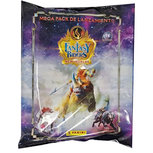 PANINI Fantasy Riders New Worlds Mega Pack de Lanzamiento con 4 Sobres Super Archivador y Guía Oficial de Juego Fantasy Riders