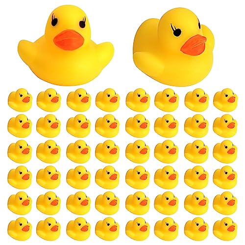 Patos de Goma, 50 Piezas Patitos para Baño, Mini Patos Amarillos Juguetes de Bañera, Flotador y Chirrido Pequeños Patos Juguetes de Piscina para Ducha / Cumpleaños / Suministros de Fiesta