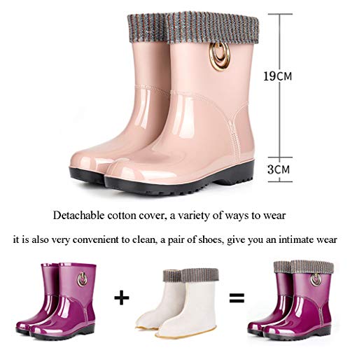 PIANAI Boots Boots Women/Women's Winter Woman Fashion Botes Impermeables de Moda/más Botas de Lluvia de Terciopelo/Botas de Lluvia para Mujeres Botas de Lluvia,Beige,39/23.5cm