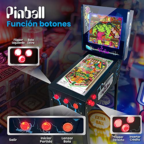 Pinball Virtual, Playfield 18.5", Backglass 15", PC N5105 8GB RAM 128GB SSD, Incluye más de 500 Tablas de Visual Pinball y más de 900 Juegos de mame Vertical, Sensor KL25Z, Incluye Gamepad