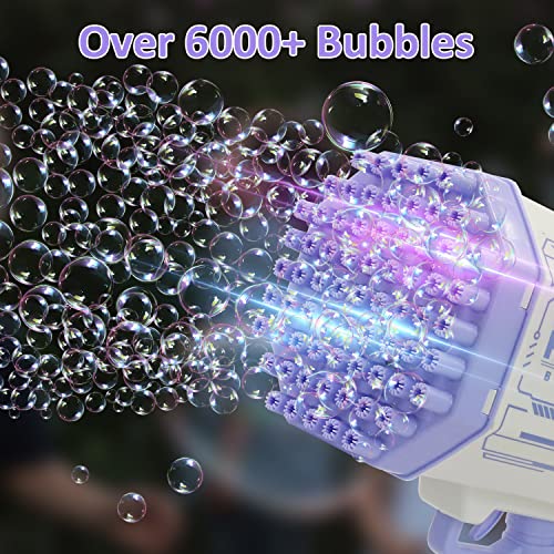 QDRAGON Burbujas de Jabon, 69 Agujeros Pistola Pompas de Jabon con LED Light, Bazooka Pistola Burbujas Máquina de Burbujas Gatling Bubble Machine para Fiestas Bodas Cumpleaños