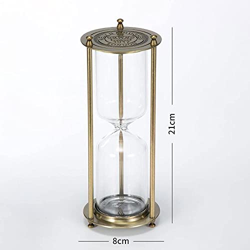 Reloj de arena, Temporizador de arena, arena de botella vacía hora de reloj de arena vacía 360 ° giratoria y grabado de latón Sandmulte de arena Metalía de arena única, antiguo glasia de vidrio for el