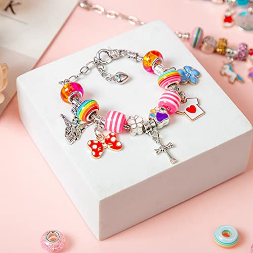 Relota 130 Piezas Kit para Hacer Pulseras, DIY Manualidades, Charm Bracelet Kit, Juego de Pulseras de Abalorios, Regalo Niña 5-13 Años Original, para Año Nuevo, Cumpleaños Navidad