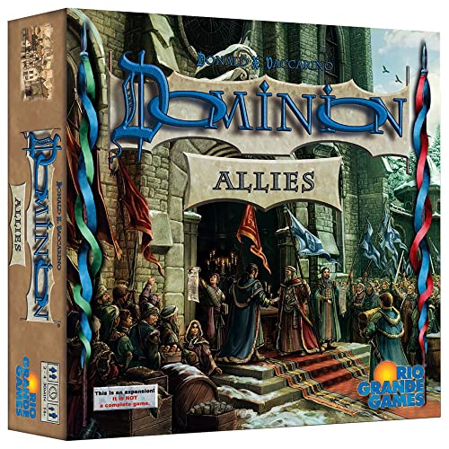 Rio Grande Games: Dominion: Aliados, expansión, juego básico necesario para jugar, juego de construcción de mazos, incluye 400 cartas nuevas, de 2 a 4 jugadores, para edades de 14 años en adelante