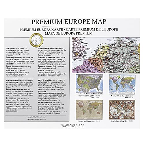 Rompecabezas/Puzzle Mapa de Europa Premium - MAPS IN MINUTES [1000 Piezas] en Inglés