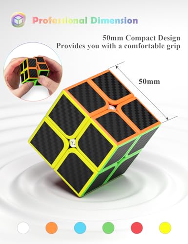 ROXENDA Cubo de Velocidad 2x2, Cubo Mágico 2x2x2 Etiqueta de Fibra de Carbono Super-Duradera con Colores Vivos (2x2x2)