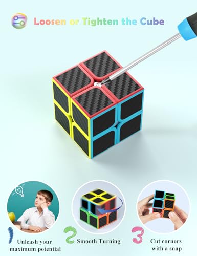 ROXENDA Cubo de Velocidad 2x2, Cubo Mágico 2x2x2 Etiqueta de Fibra de Carbono Super-Duradera con Colores Vivos (2x2x2)