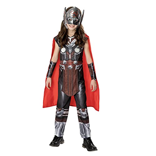 Rubies Disfraz Mighty Thor Deluxe para niñas y niños, Thor Love & Thunder, con Top, pantalones, máscara, capa y accesorios para brazos, Oficial Marvel, para carnaval, halloween, cumpleaños y navidad