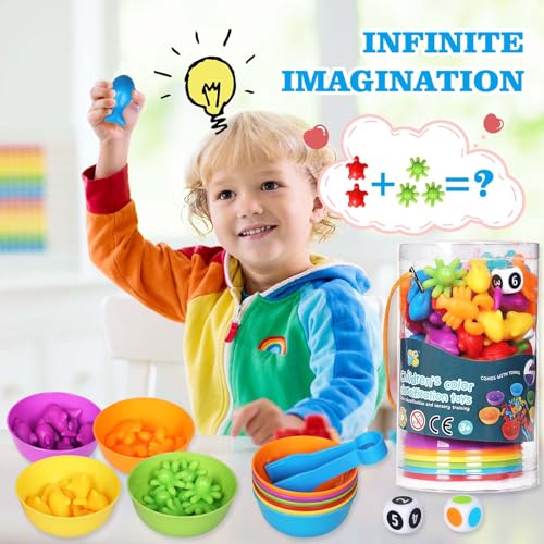 SAMISO Montessori Juguete Educativo,66 Piezas clasificar Juegos,Montessori Juego de Combinación de Color,para Contar,Motricidad Fina,Juguetes Educativos para Niños 2-5 años