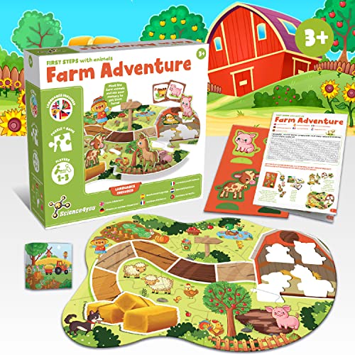 Science4you Primeros Pasos Aventura en la Granja - Puzzles Infantiles para Niños 3 Años, Puzzle Educativo Animales, Juguetes, Juegos e Puzzles para Niños, Regalos para Niños y Niñas 3 4 5 Años