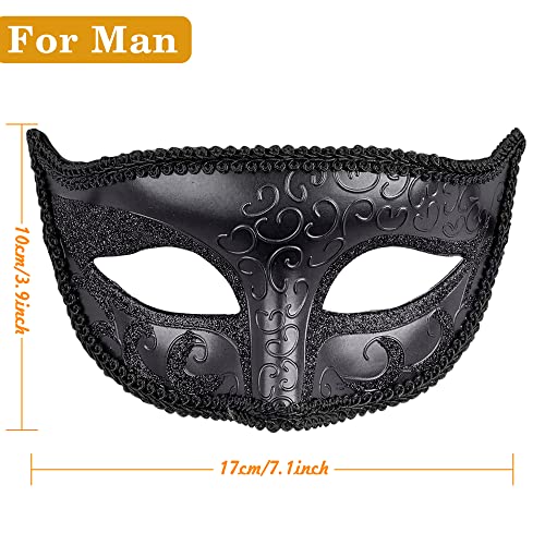 SIQUK 2 Piezas Máscara Veneciana Mujer Hombre Máscaras de Encaje Máscara para Veneciano Mascarada Fiesta de Baile, Negro