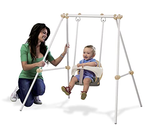 Smoby - Baby Swing, Columpio Apto para Interior y Exterior, Estructura de Metal Segura, Estable y Resistente, Color Beige, Adecuado a Partir de 6 Meses - 120 x 124 x 120 cm