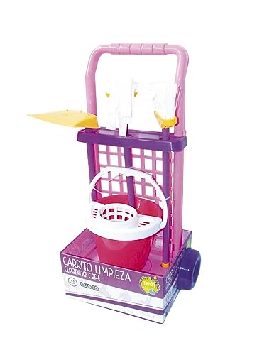 Tachan - Carrito de Limpieza de Juguete en Caja - Incluye Varios Accesorios - Color Rosa - No Necesita Montaje - Dimensiones 56X30X19cm (CPA Toy Group 778T00697)
