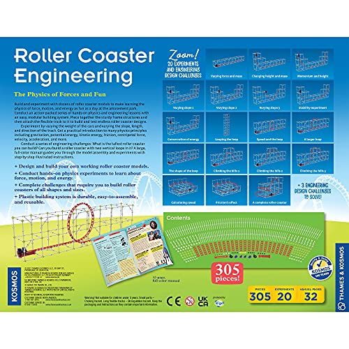 Thames & Kosmos, 625417, Roller Coaster Engineering, The Physics of Forces and Fun, Build Your Own Working Roller Coaster, Ages 8+